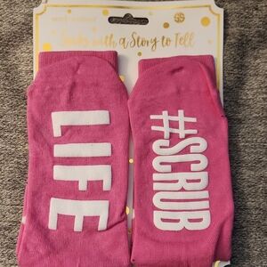 Simply Southern Pink Crew Socks with White Star Pattern